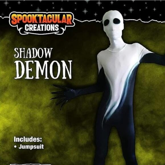 Spooktacular Creations Shadow Demon Costume Adult Unisex Black White Jumpsuit - Picture 1 of 3